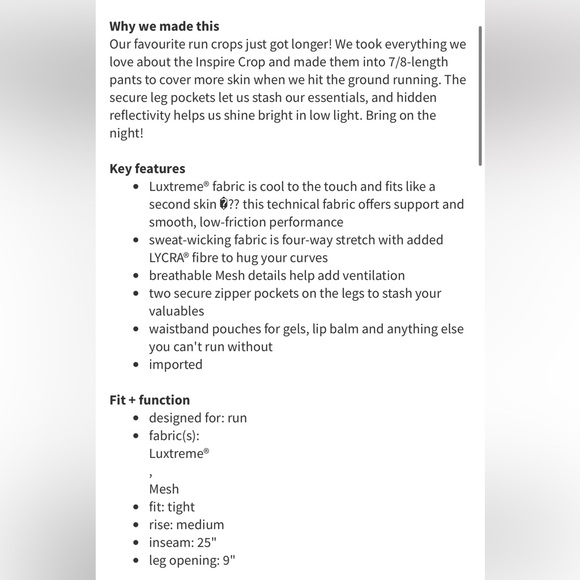 Lululemon Inspire Tight II (Mesh) Size 4 - Picture 11 of 11